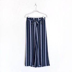 NWT Navy Striped Wide Leg Stretch Pants